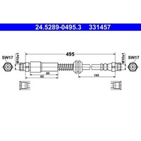 ATE Bremsschlauch Hinterachse Passend FüR VW Caddy | 24.5289-0495.3