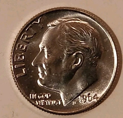 1964 D Roosevelt Dime Uncirculated 90% Silver