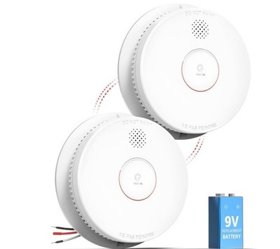 Intertek GS562A 2PCS  Photoelectric Smoke Alarm Hardwired w/ 9V Backup