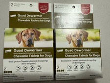 2 Boxes Elanco Quad Dewormer Large Dogs 45+ Lbs 4 Total Tablets - FREE SHIPPING
