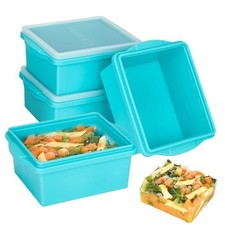 2 Cup Silicone Freezer Trays with Lids, Silicone Soup Freezer Molds - Blue