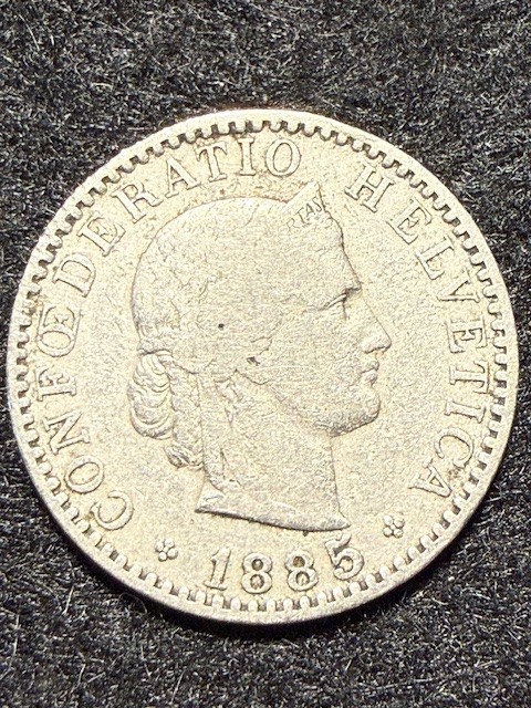 1885B SWITZERLAND 20 RAPPEN HELVETIA KM# 29 GREAT COIN! SHIPS FREE