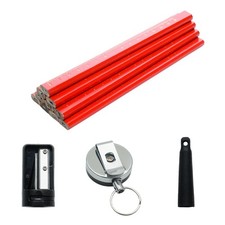12 PCS Red Carpenter Pencil Set 7 Inch Woodworking Construction with Sharpener