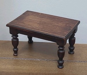 Antique Dollhouse Table Miniature Wood Fancy Turned Legs Furniture Dining