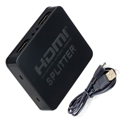 Plug&Play 1 in 2 Out HDMI Splitter 1080P 4K Adapter Amplifier With USB Cable B