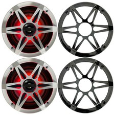 2x Enrock EM265RGB 6.5" 120W Marine 2-Way LED Speakers, Chrome/White Grilles