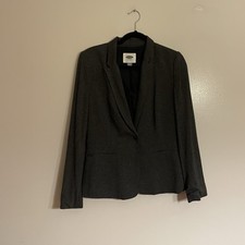 Old Navy Women M Dark Charcoal Stretch Knit One Button Front Phoebe Blazer