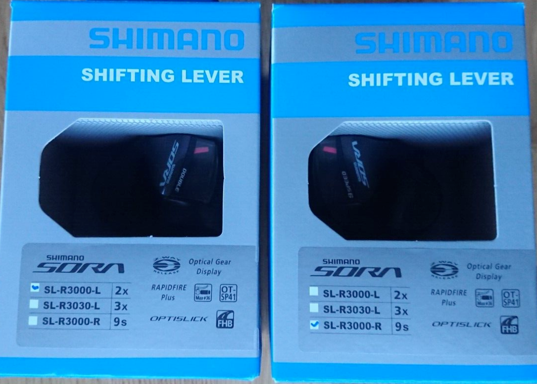 Shimano Sora SL-R3000 Flat Bar Road Bike Shifters Pair 2x9 Speed - NEW
