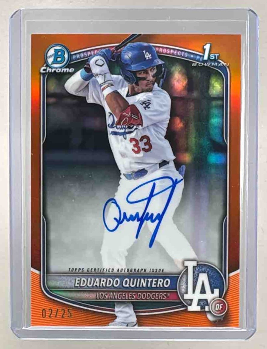 Eduardo Quintero 2025 Bowman Chrome #CPA-EQ Orange Refractor Auto 1st RC 2/25