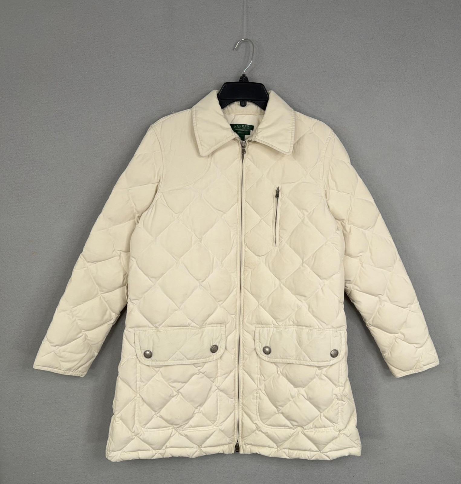 Lauren Ralph Lauren Coat Womens Large White Down Quilted Puffer Jacket Exclusive