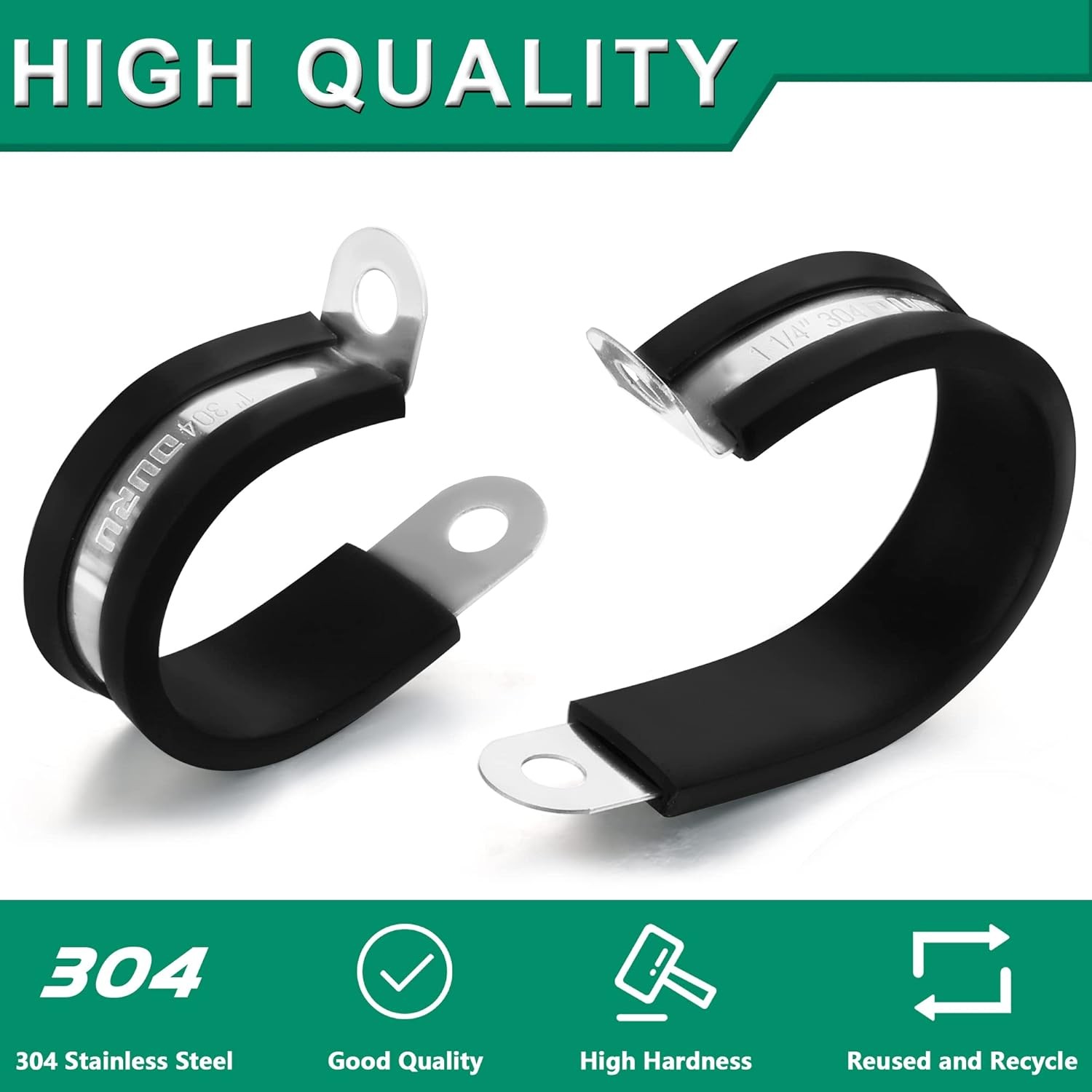 30pcs 5/16 Inch Stainless Steel Cable Clamps,Rubber - 30pcs, Black 