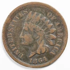 1864 Indian Head Penny Cent Very Good (VG) Bronze - Details