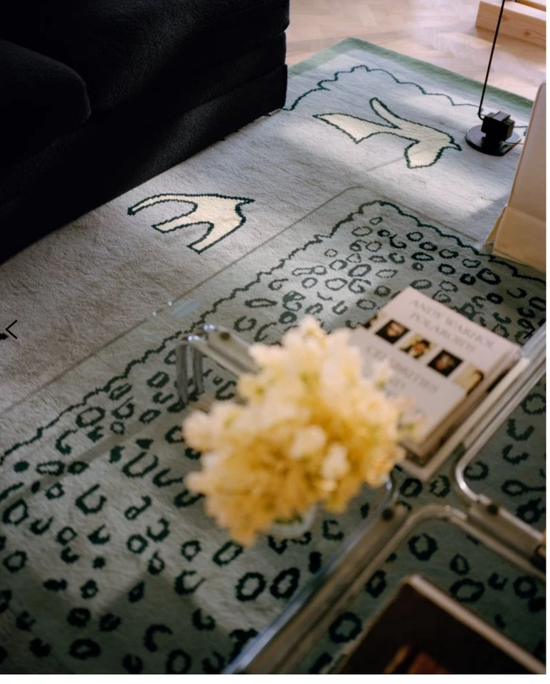 Hand-Tufted Wool Rug | Abstract Animal Print | Pastel Blue & Green Area Rug - Image 4 of 4