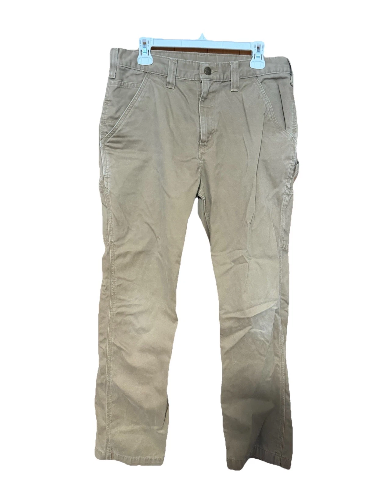 Carhartt Carpenter Pants Mens 34x32 Tan Khaki Relaxed Fit Utility Work B324 DKH