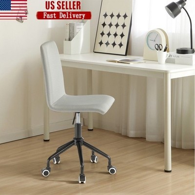 Rolling Linen Swivel Office Chair Adjustable Height Padded Cushion Home Desk New