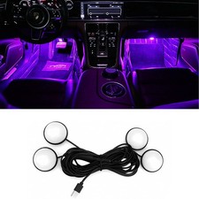 4 in 1 Car Interior Footwell LED Strip Light RGB Multicolour USB Atmosphere Lamp