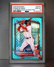 2025 BCP 1st Franklin Arias Aqua X-Fractor #/125 PSA 10 gemas como nuevo-Medias Rojas🔥pop5🔥