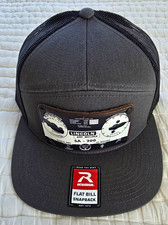 Richardson Gray/Black Flat Bill Snapback Trucker Hat Mesh Back Adjustable SA200