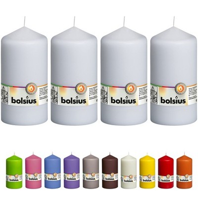 BOLSIUS 4 White Pillar Candles - 3x6 Inches - Individually Wrapped - Premium ...