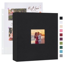 DIY Scrapbook Photo Album 8.5x11 Inch, 80 Pages, 3 Ring Binder, Black Cover