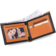 Genuine Leather Minimalist Bifold Wallets For Men RFID Blocking Slim Mens Wallet