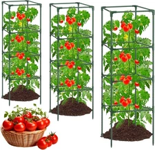 3Pack Tomato Cages for Garden,Square Tomato Plant Cage Support Heavy Duty Pole 5