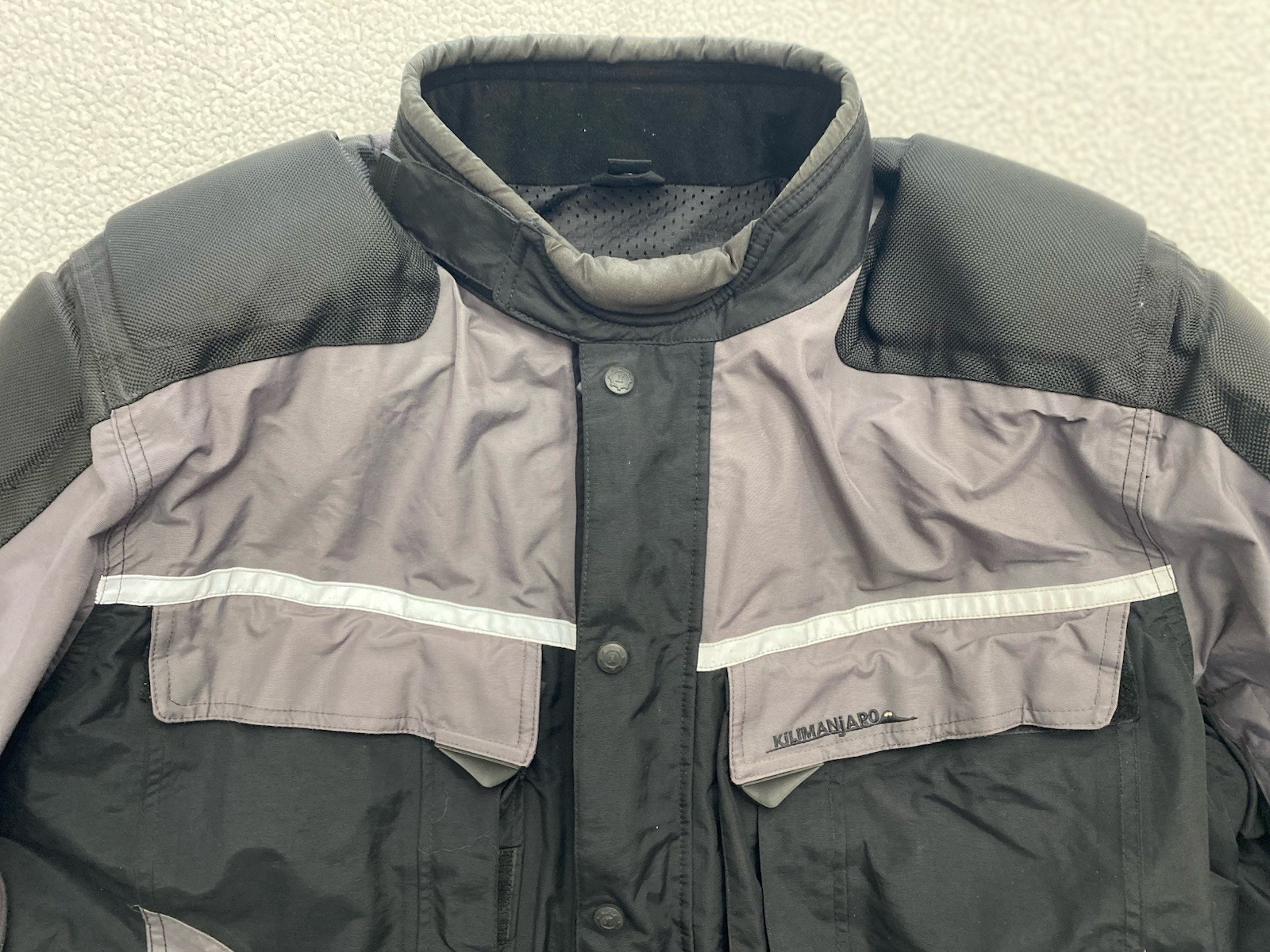 first gear kilimanjaro motorcycle jacket Padded Sheltex Black Gray Mens 2XL B20