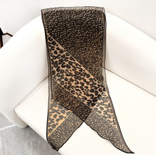 100 Silk Mulberry Scarf Kerchief leopard print 160X32cm Square Shawl Bandanna