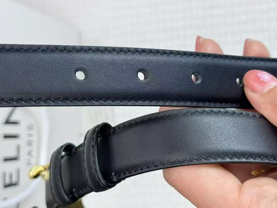 #ad Celine Brown Black Double sided Belt for Women in Tan 85 Size NEW With Box $96.00