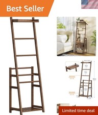 Blanket Ladder, 3-Tier Towel Rack, Bamboo Blanket Rack, Blanket Stand, Blanke...