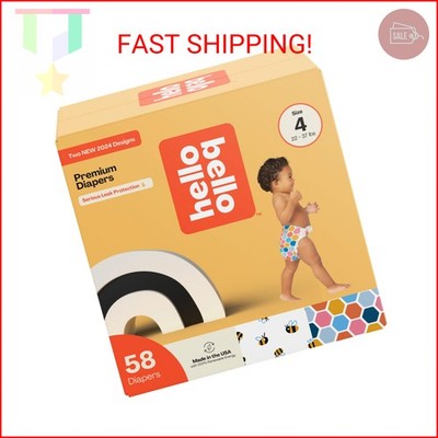 Hello Bello Premium Diapers Size 4 (22-37lbs), Busy Bees & Hive Five Designs, 58