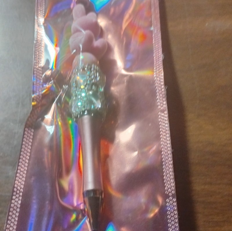 Pink Bunny Topper Ballpoint Pen Rhinestone Black Ink Plastic New