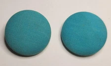 Vintage Large Fabric Covered Metal Buttons Set of 2 Sewing Craft Supplies