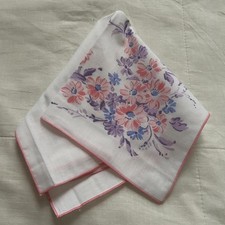 White and pink edge floral print bandana 0833
