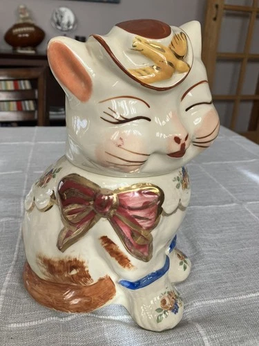 SHAWNEE ‘PUSS N BOOTS’ CAT KITTY COOKIE JAR VINTAGE USA MADE