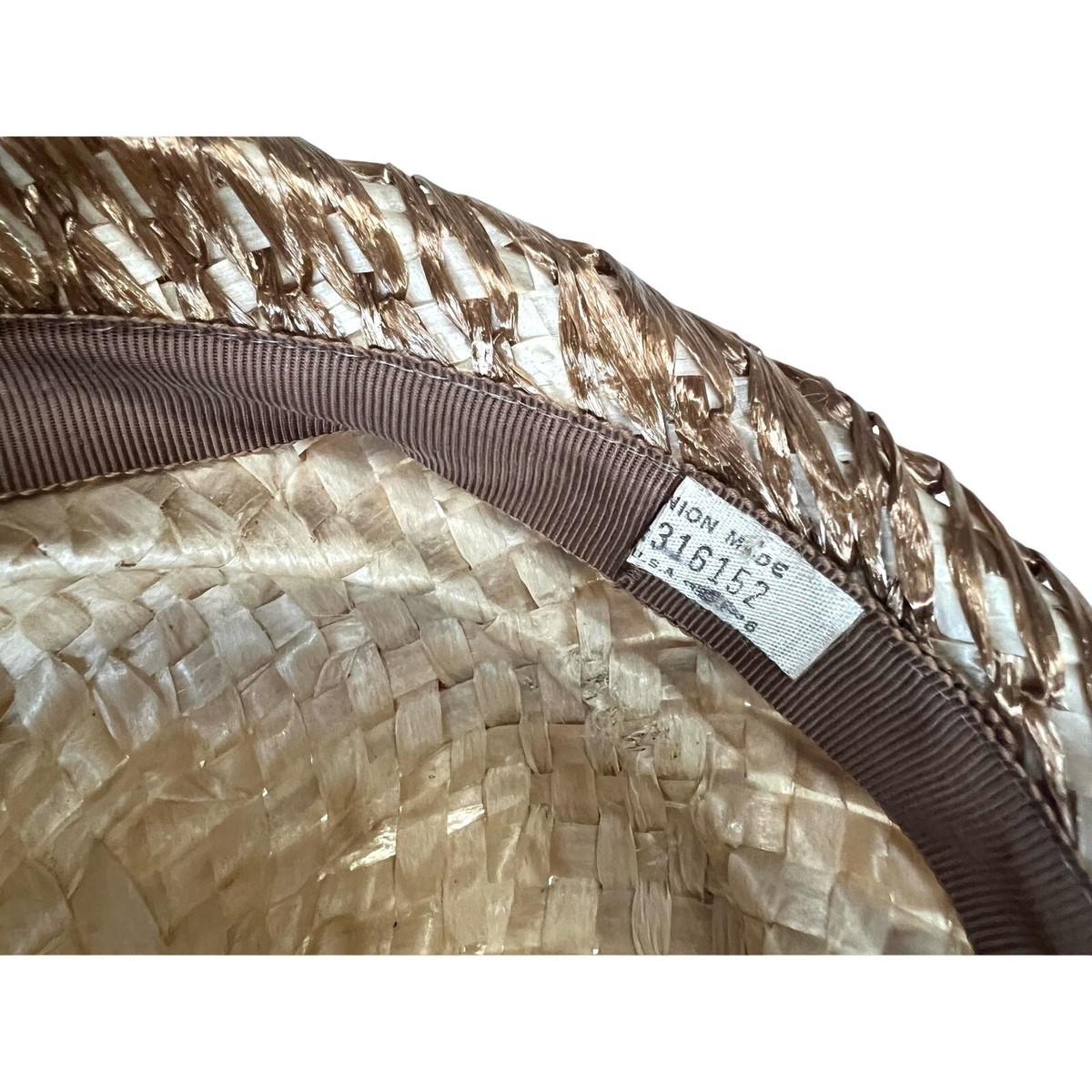 Vintage 50s Women’s Hat Straw Pillbox Fascinator Tan with Satin Ribbon A beautiful 1950 main image 4