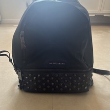 Michael Kors Black Studded Backpack, Zipper Accent, Women's