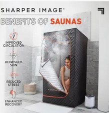 Sharper Image Portable Wet Steam Sauna Electric Walk-In Zipper Black Orange