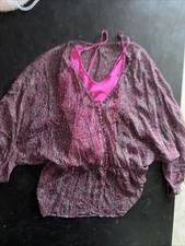 Elizabeth and James Vintage Silk Floral Blouse With Separate Pink Silk Rank S