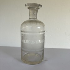 Antica Bottiglia Farmacia CLOROFORMIO Vetro Satinato Laboratorio 1930