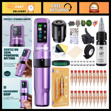 Professional Tattoo Kit with 7 Stroke Settings, 2000mAh Battery, Purple Color