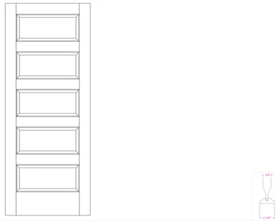 GLOBAL ONE FOREST PRODUCTS PREMIUM WOOD DOORS White Oak 5 Panel Equal Raised Panels Stain Grade Solid Core Interior Wood Doors