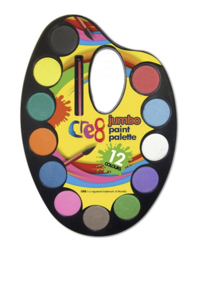 Cre8 Jumbo Paint Palette 12 Colours Watercolour Paint Set With Brush Kids - Image 5