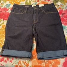 ST JOHN'S BAY Women's Size 12 Bermuda Shorts Dark Wash Stretch Denim