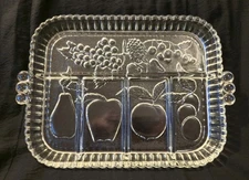 Vintage Indiana Glass Crystal Happenings Relish Dish 5 Divided Clear Glass 