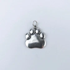 Sterling Silver Paw Print Pendant Charm .925 Dog Bear Pet Necklace Jewelry NOS