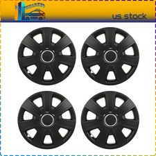 14 Set Of 4 Hubcap Wheel Covers Universal Black Matte