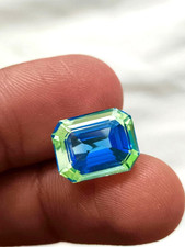 Certified 11 Ct Natural Glossy Pitambari Sapphire Emerald Cut Loose Gemstone