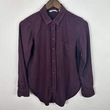 Athleta Button Down Shirt Women’s XXS Burgundy Heat Tech Flannel Preppy Grunge