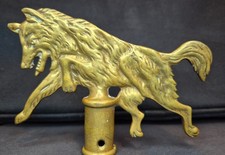 Vintage UK GB Boy Scout Brass Wolf - Scout / Cub Pack Flag Topper Finial